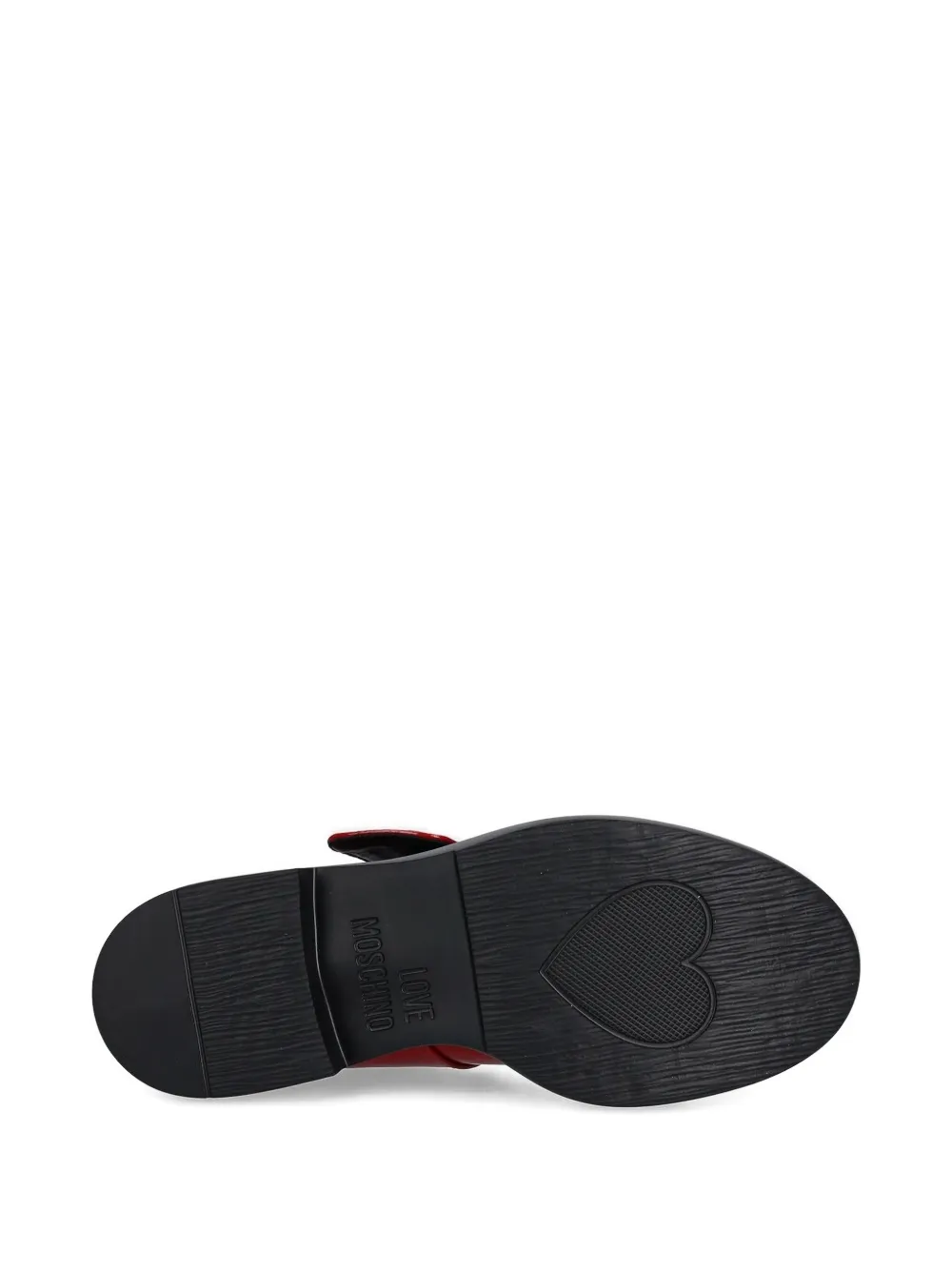 Love Moschino Heart-buckle Patent-leather Flats In Red