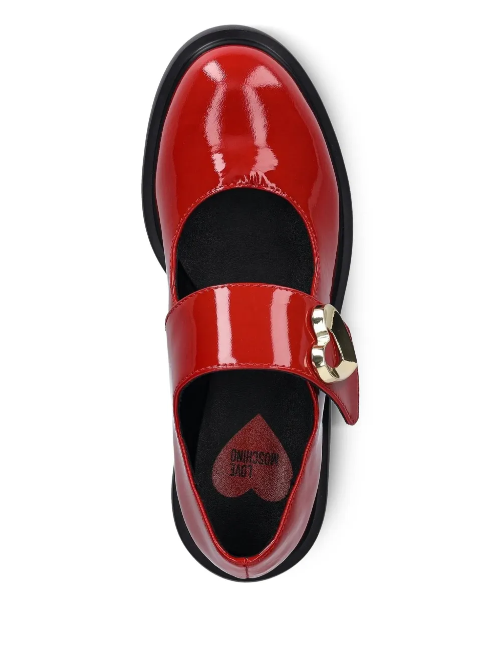 Love Moschino Lakleren ballerina's met hartgesp Rood