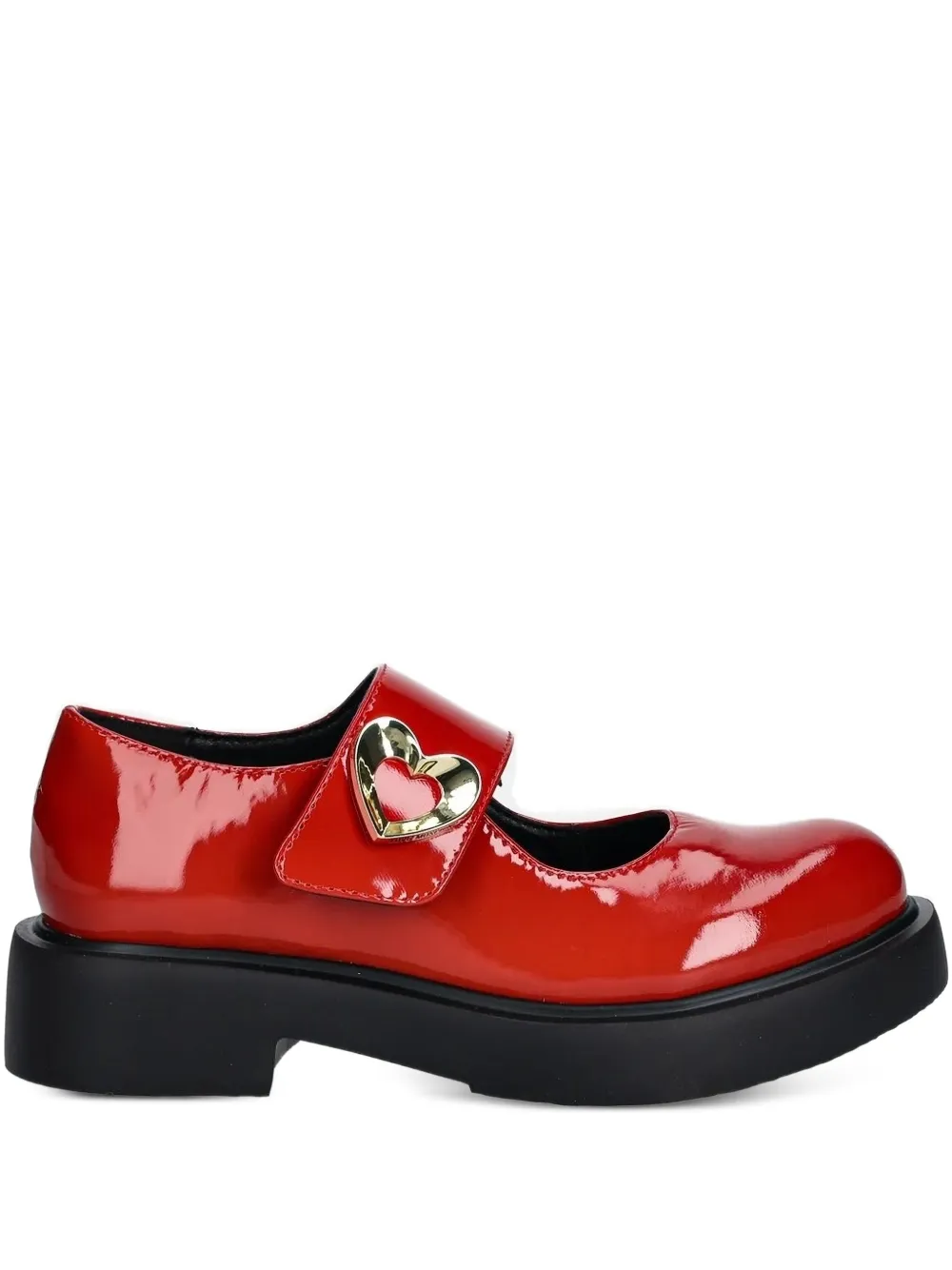Love Moschino Lakleren ballerina's met hartgesp Rood