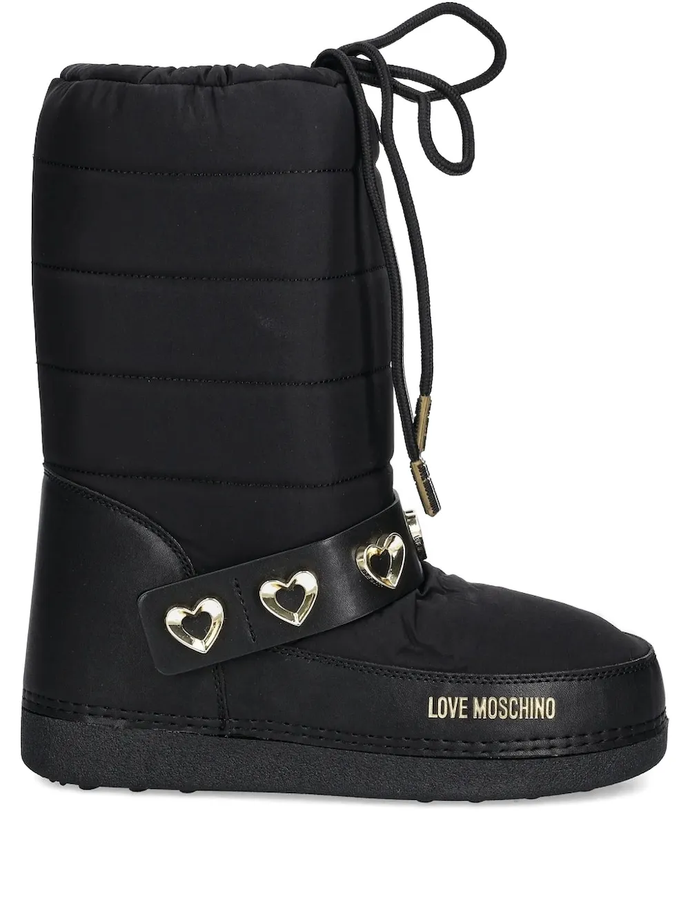Love Moschino Quilted Heart Boots In Black