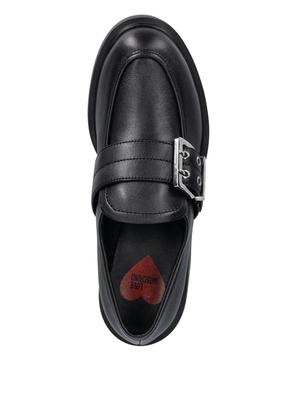 Love Moschino Buckle Loafers In Black
