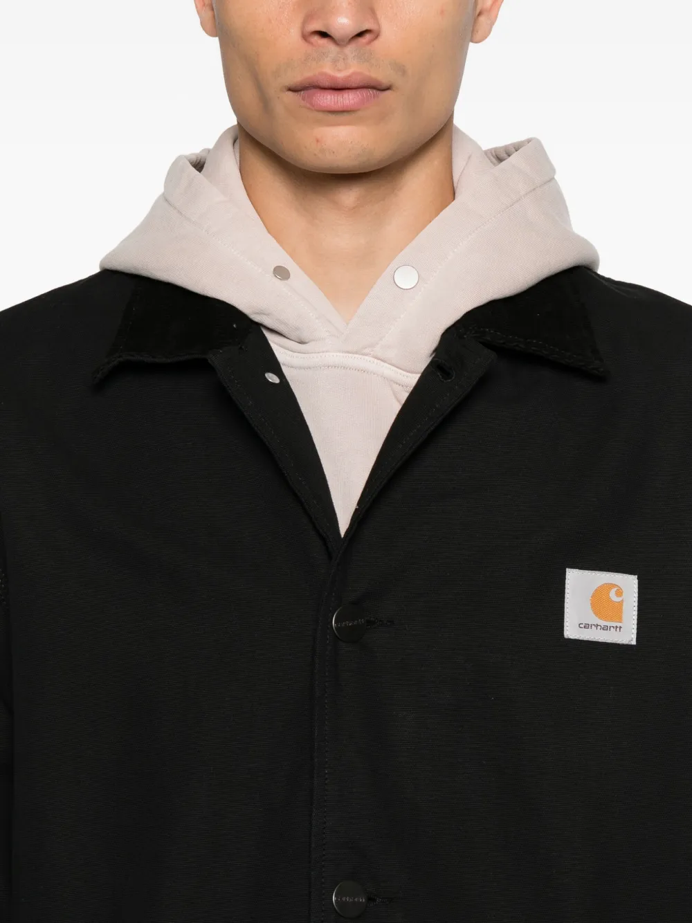 Carhartt WIP Webster jas met knoopsluiting en logopatch Zwart