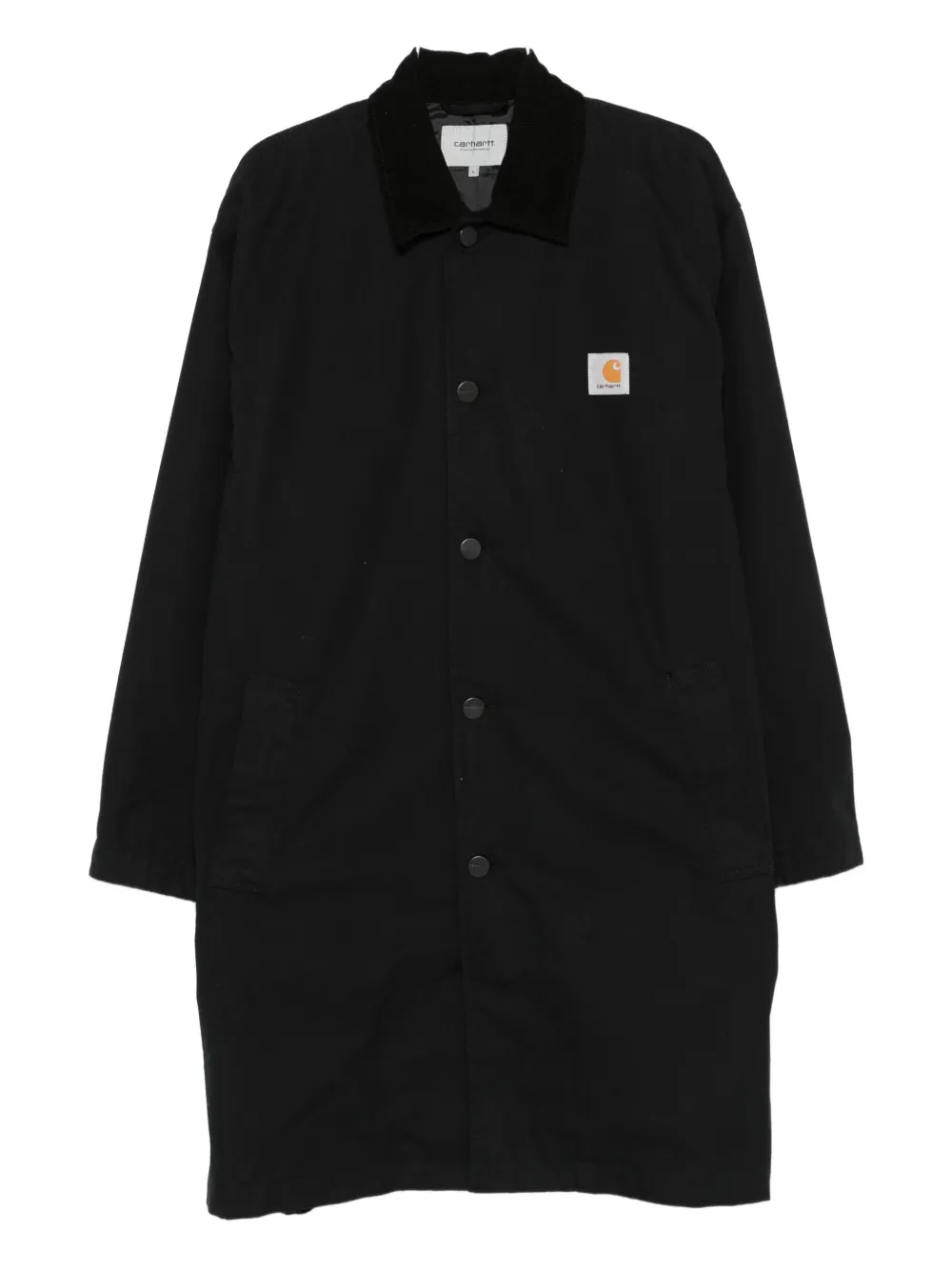 Carhartt Webster Button-fastening Logo-patch Coat In Black