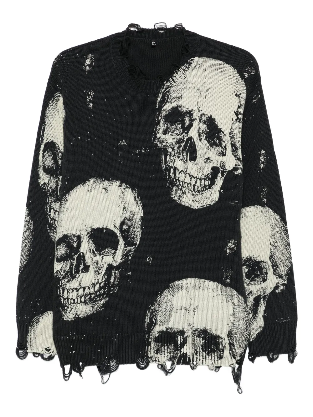 R13 Skull-print Frayed Sweater In Multi