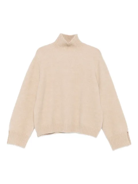 Allude high-neck split-cuff sweater