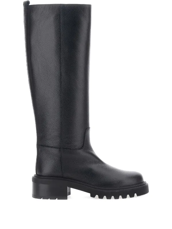 Via Roma 15 レザーロングブーツ | ブラック | FARFETCH JP
