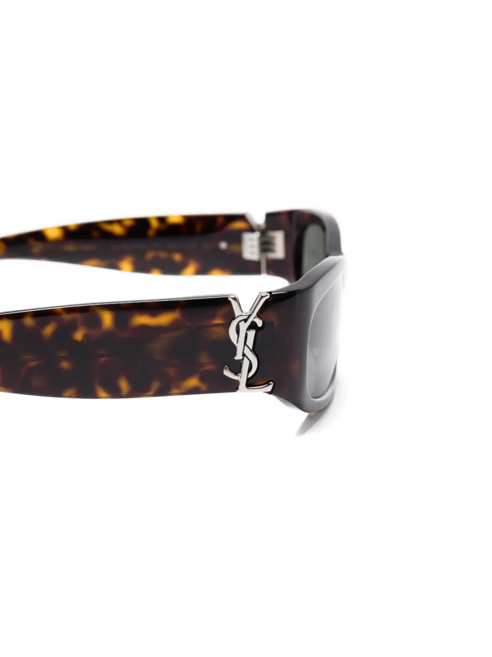 Saint Laurent Eyewear Zonnebril met logoplakkaat Bruin