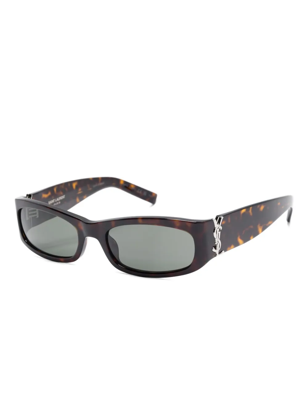 Saint Laurent Eyewear Zonnebril met logoplakkaat - Bruin