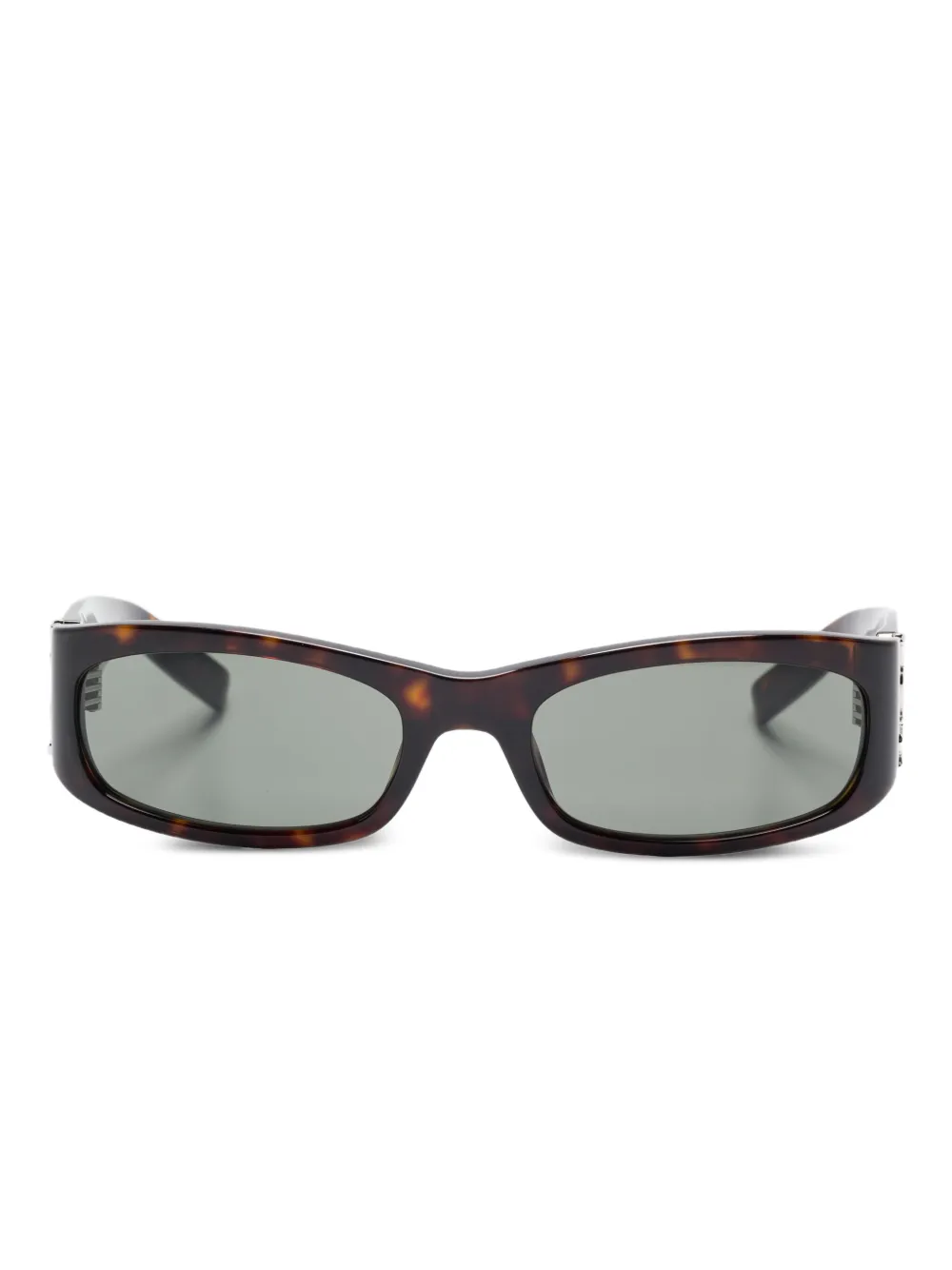 Saint Laurent logo-plaque rectangle-frame sunglasses | Brown | Image 1