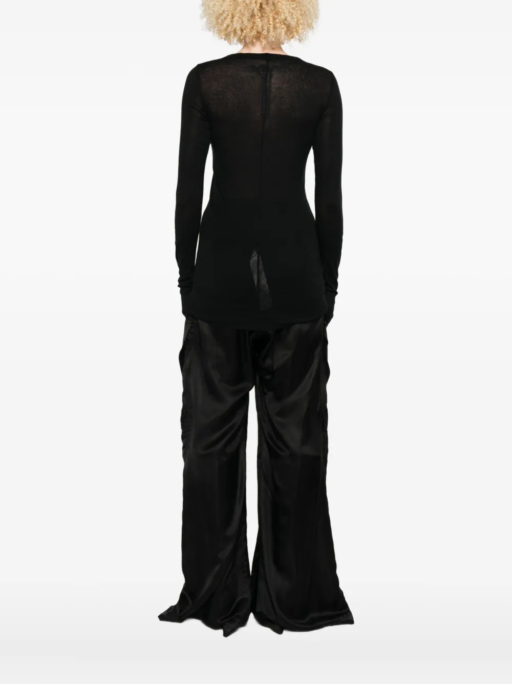 Rick Owens Semi-sheer Long-sleeve Top In Black