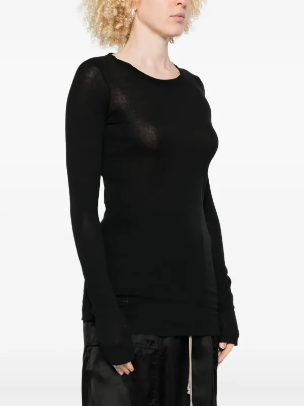 Rick Owens semi-sheer long-sleeve Top | Black | FARFETCH