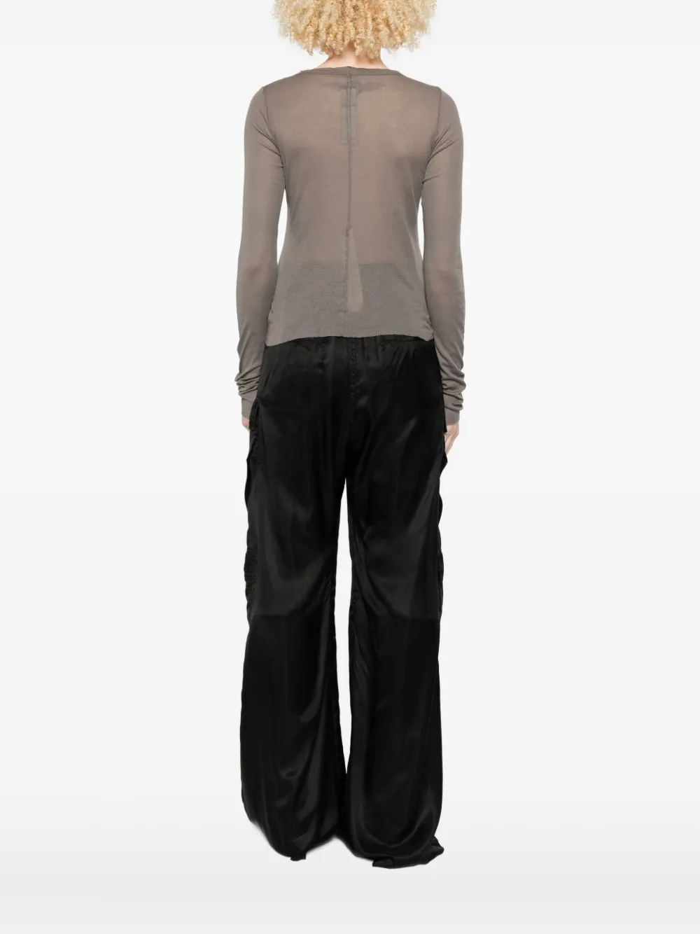 Rick Owens Raw-edge Long-sleeve Top In Gray