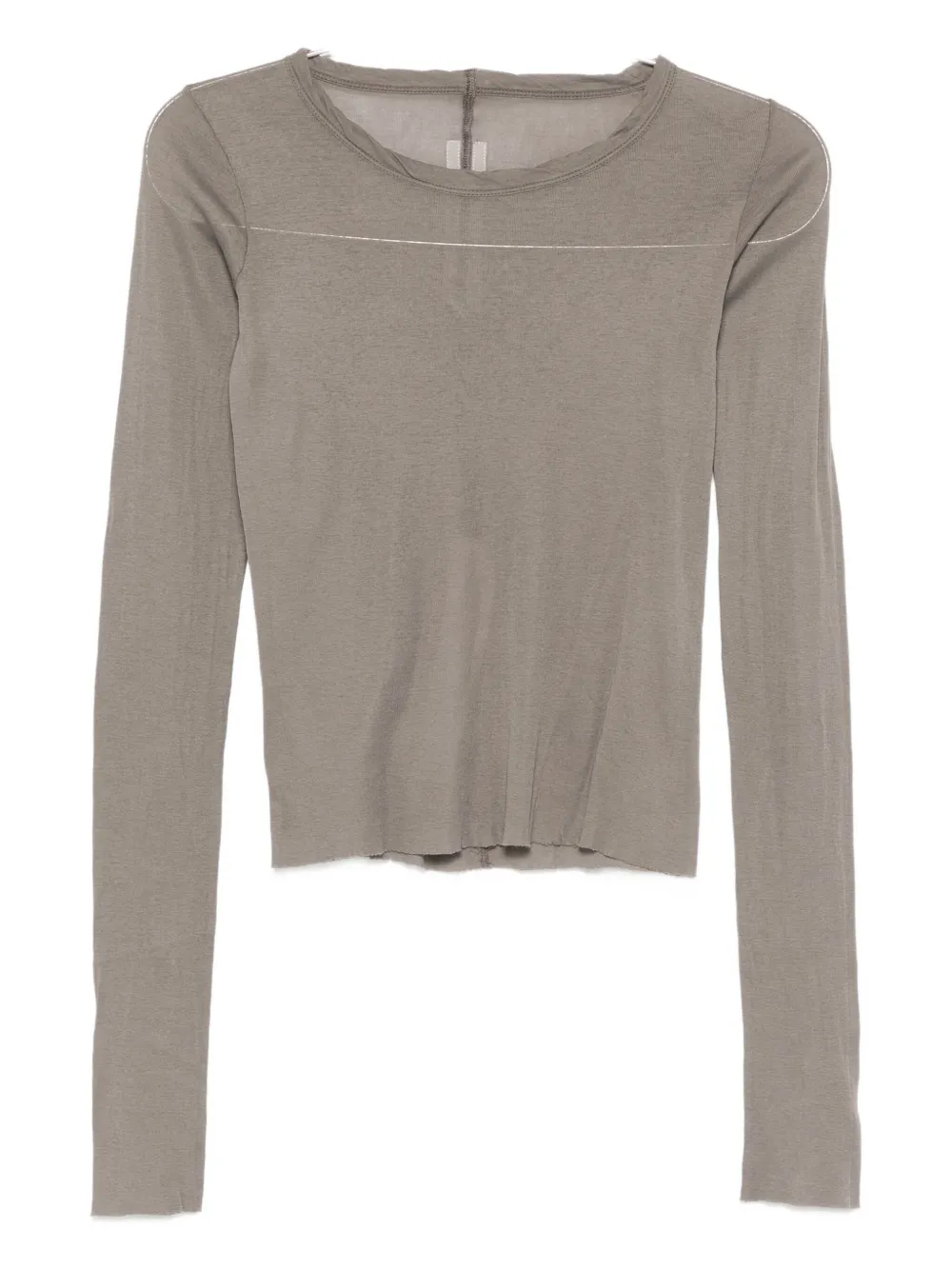 Rick Owens Raw-edge Long-sleeve Top In Gray