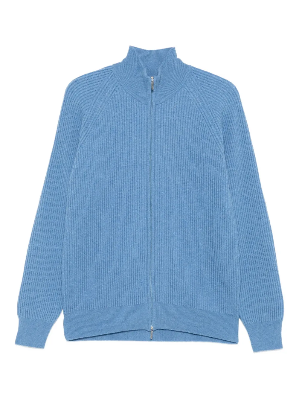 ribbed zip-up cardigan