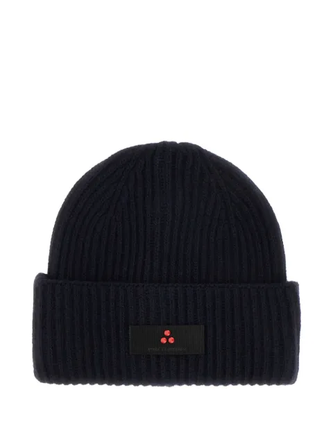 Peuterey ribbed logo-plaque beanie hat