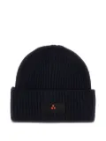 Peuterey ribbed logo-plaque beanie hat - Black