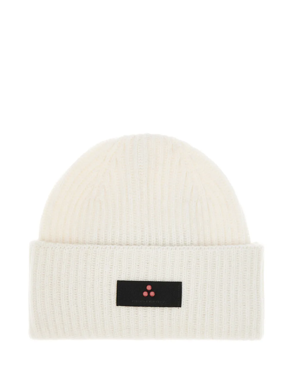 Peuterey Ribbed Logo-plaque Beanie Hat In White