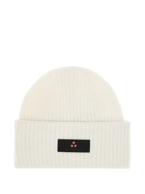 Peuterey ribbed logo-plaque beanie hat