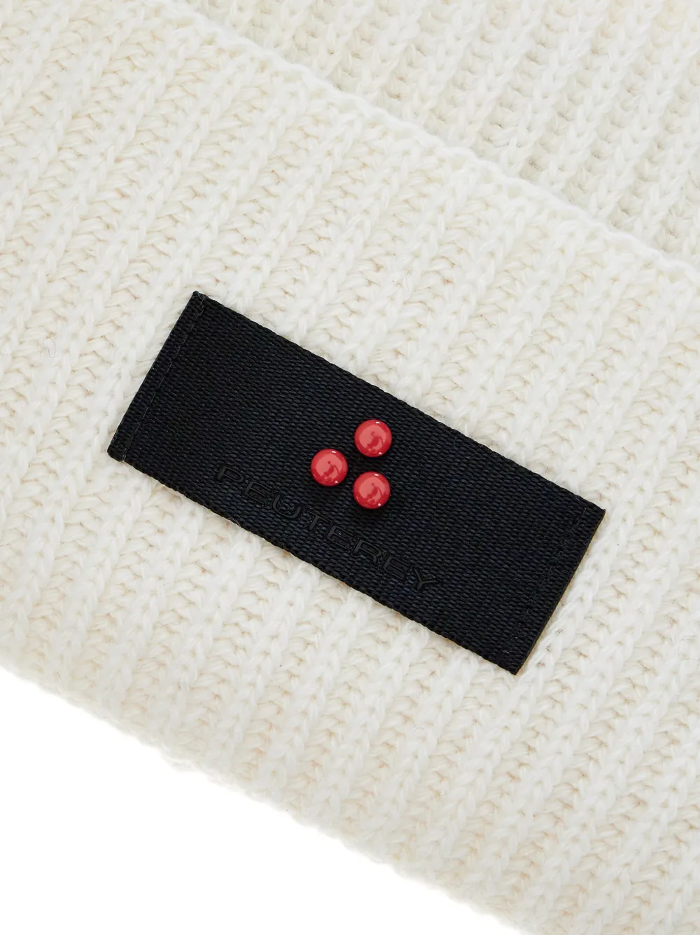 Peuterey Ribbed Logo-plaque Beanie Hat In White