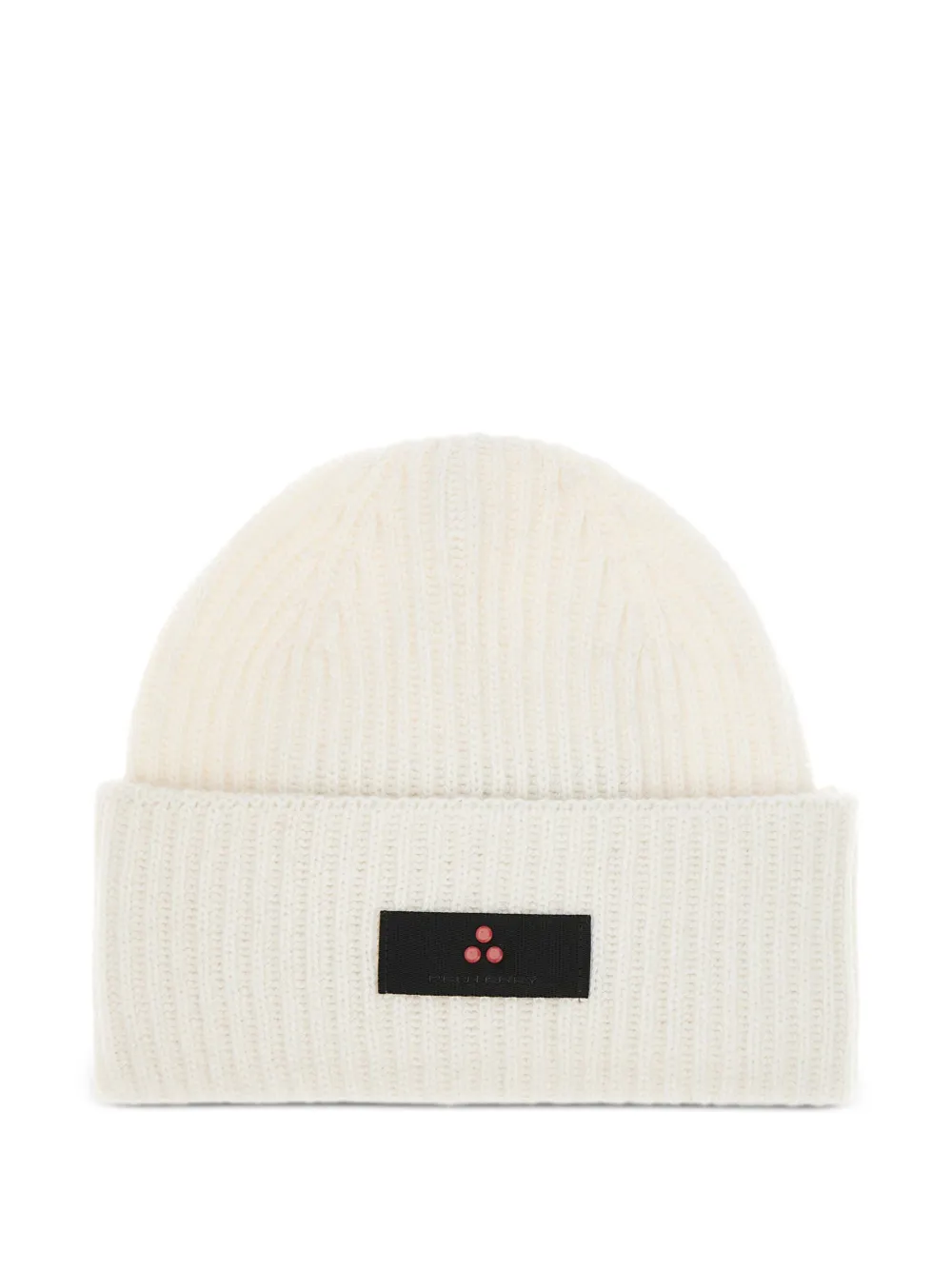 Peuterey ribbed logo-plaque beanie hat | White | Image 1