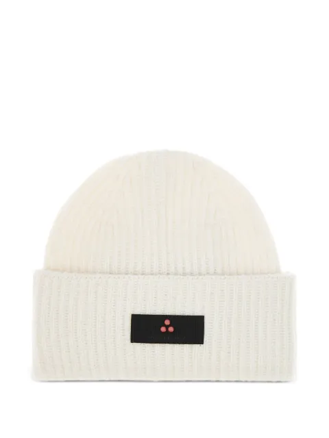 Peuterey ribbed logo-plaque beanie hat