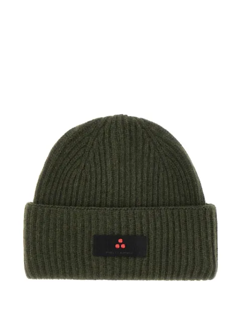 Peuterey ribbed logo beanie hat 