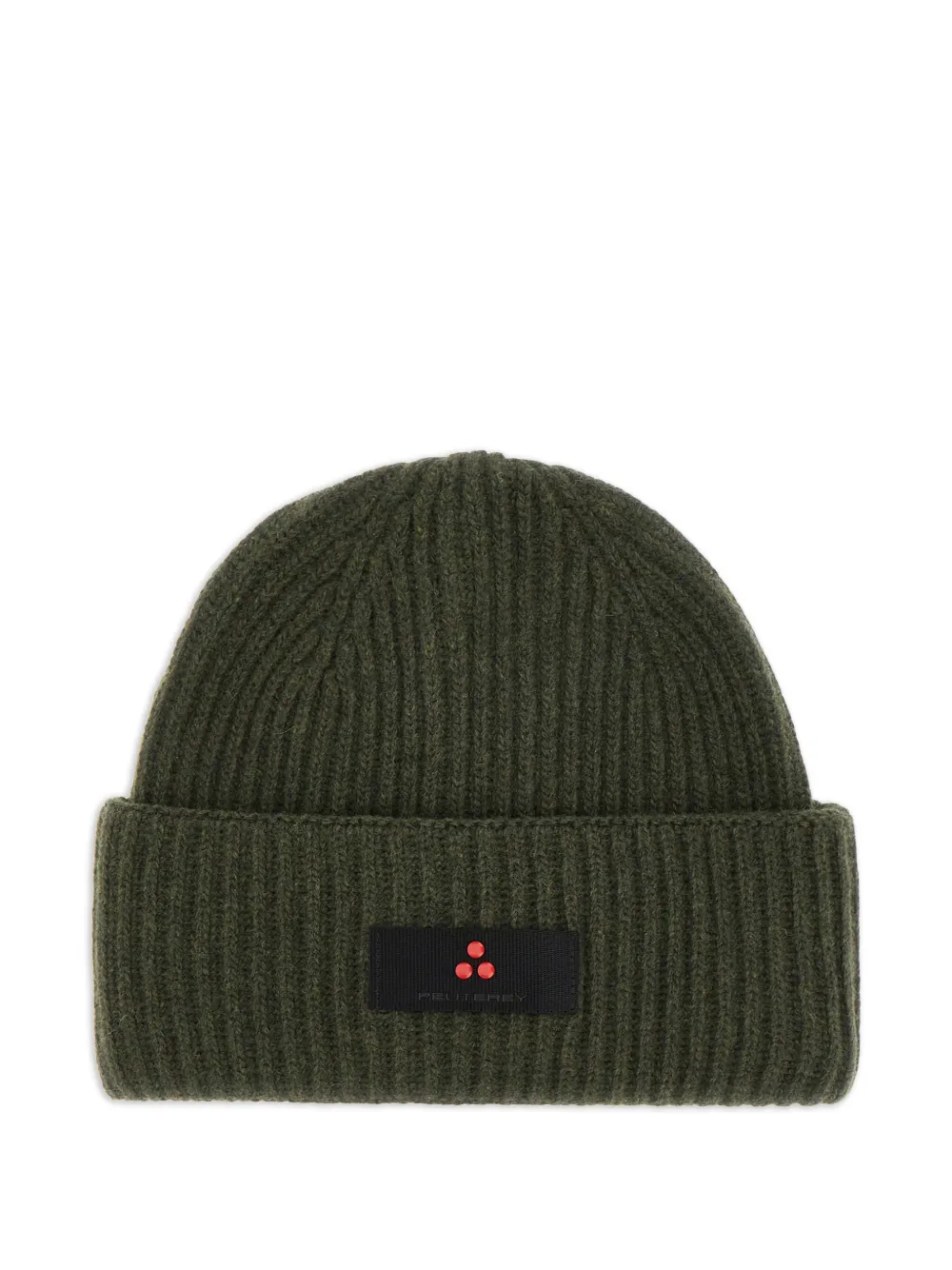 Peuterey ribbed logo beanie hat | Green | Image 1