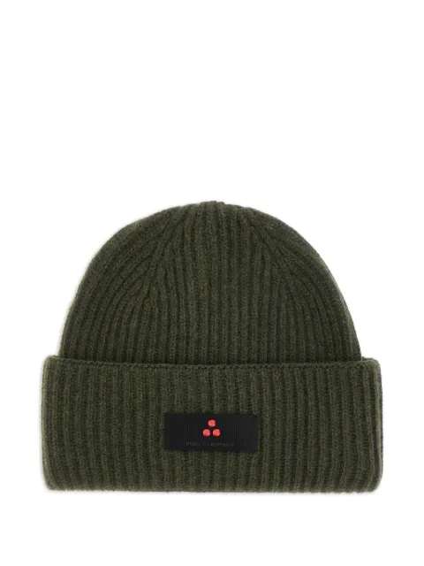 Peuterey ribbed logo beanie hat 