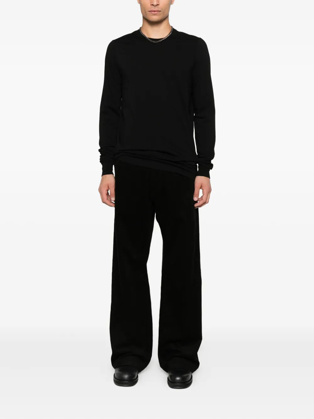 Rick Owens corduroy straight trousers - Zwart