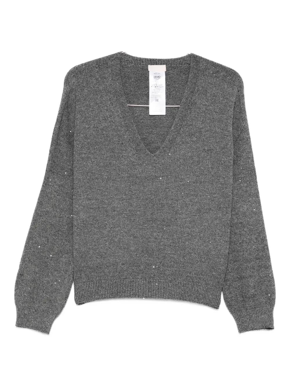 LIU JO embellished V-neck sweater Grijs