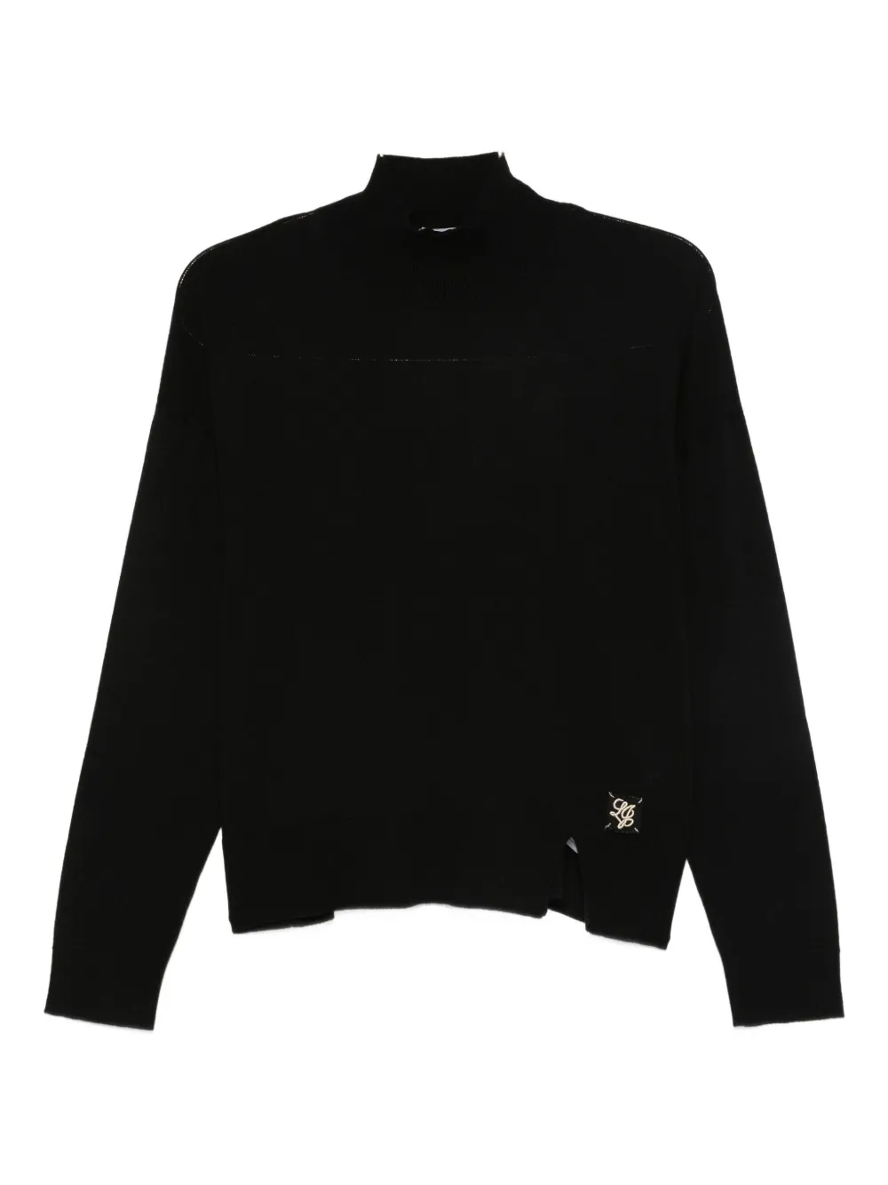 LIU JO turtleneck split-hem sweater Zwart