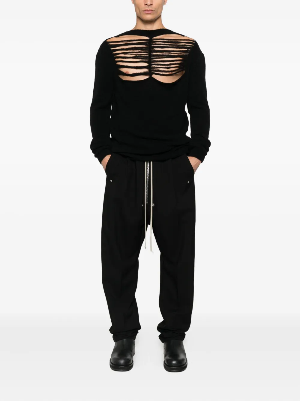 Rick Owens BELA drawstring button trousers - Zwart