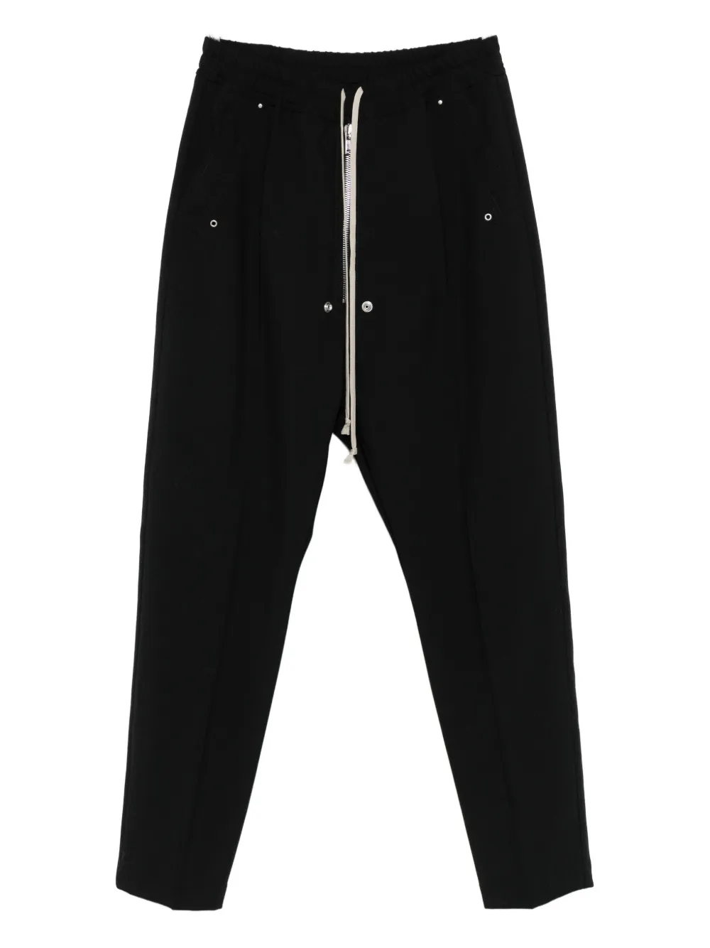 Rick Owens Bela Drawstring Button Trousers In Black