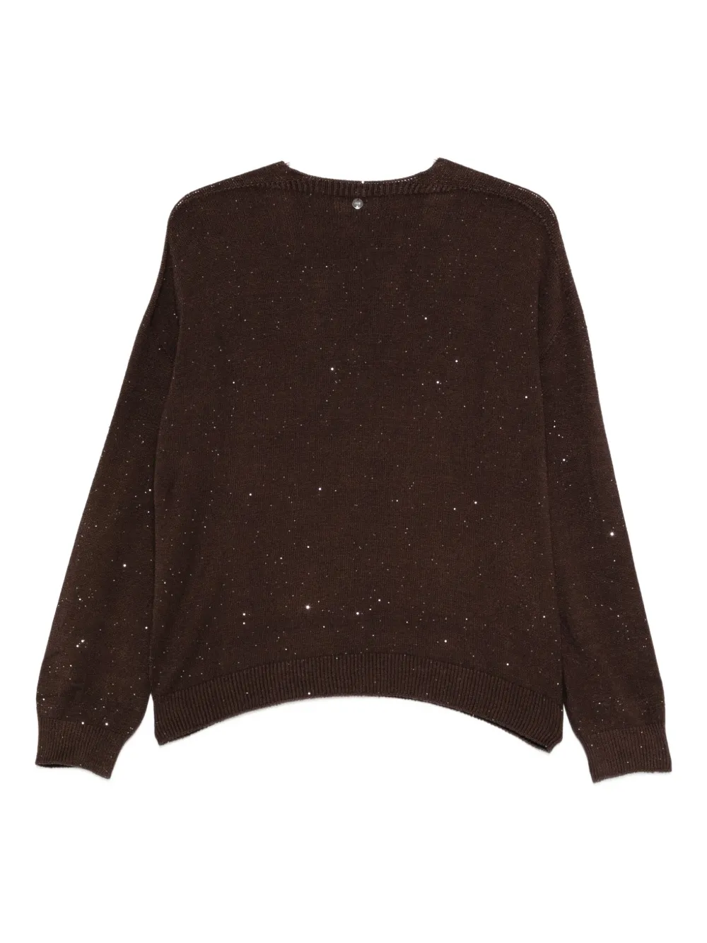 LIU JO glitter-embellished V-neck sweater Bruin