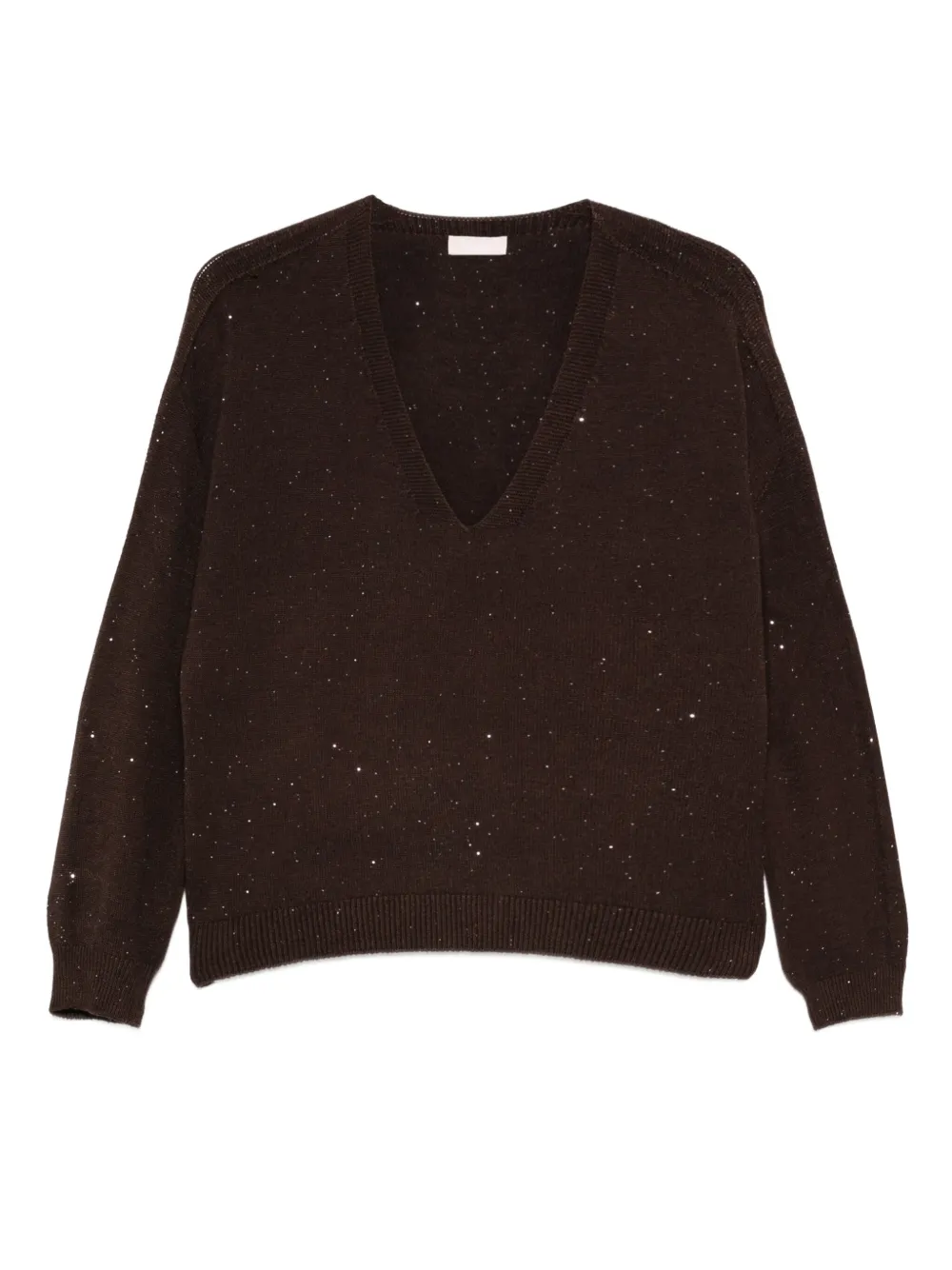 glitter-embellished V-neck sweater