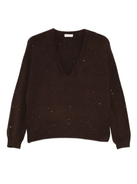 LIU JO glitter-embellished V-neck sweater 