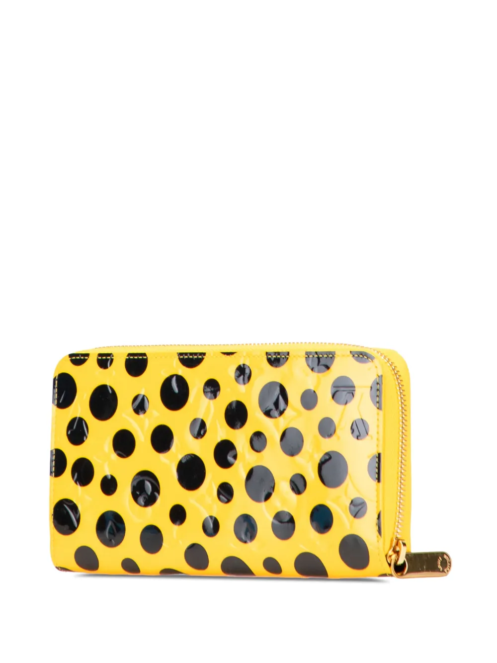 Pre-owned Louis Vuitton 2012 Yayoi Kusama Monogram Vernis Infinity Dots Zippy Wallet Long Wallets In Yellow
