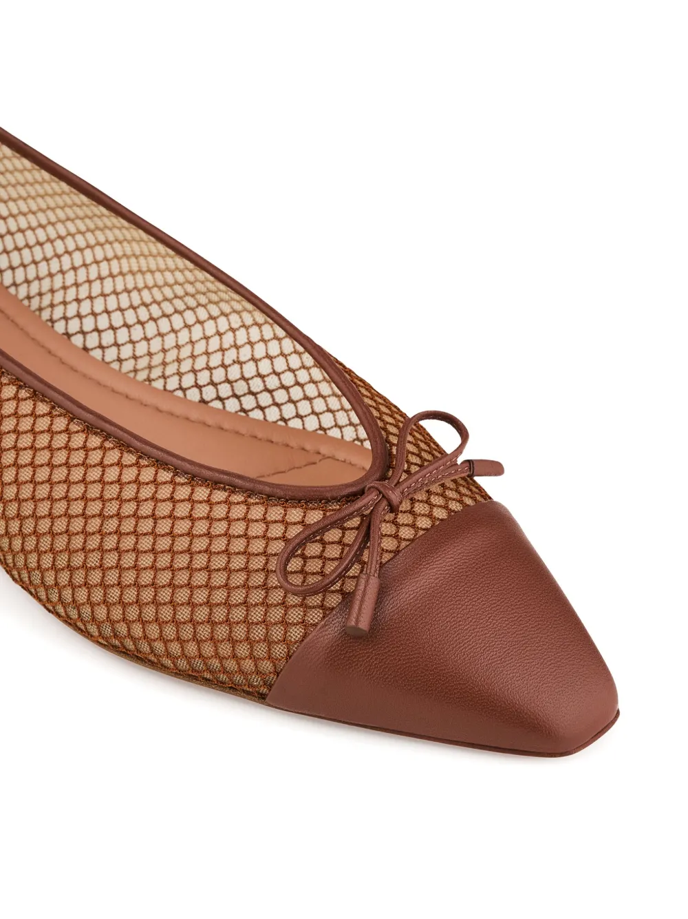 Aquazzura Gioia mesh-panelled bow flats Brown