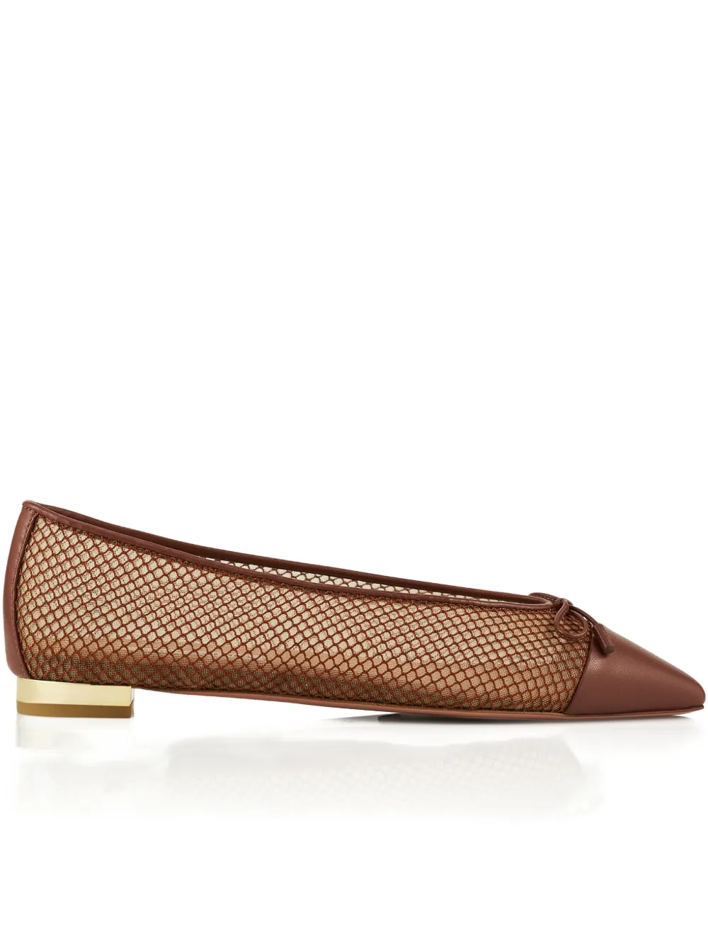 Aquazzura Gioia mesh-panelled bow flats Brown