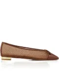 Aquazzura Gioia mesh-panelled bow flats - Brown