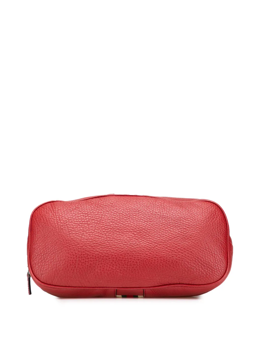 Pre-owned Gucci 2000-2015 Medium Leather Web Dome Satchel In Red