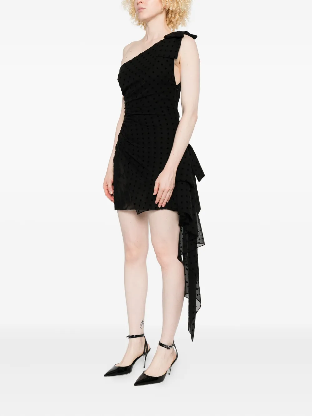 Alessandra Rich polka-dot ruffled dress - Zwart