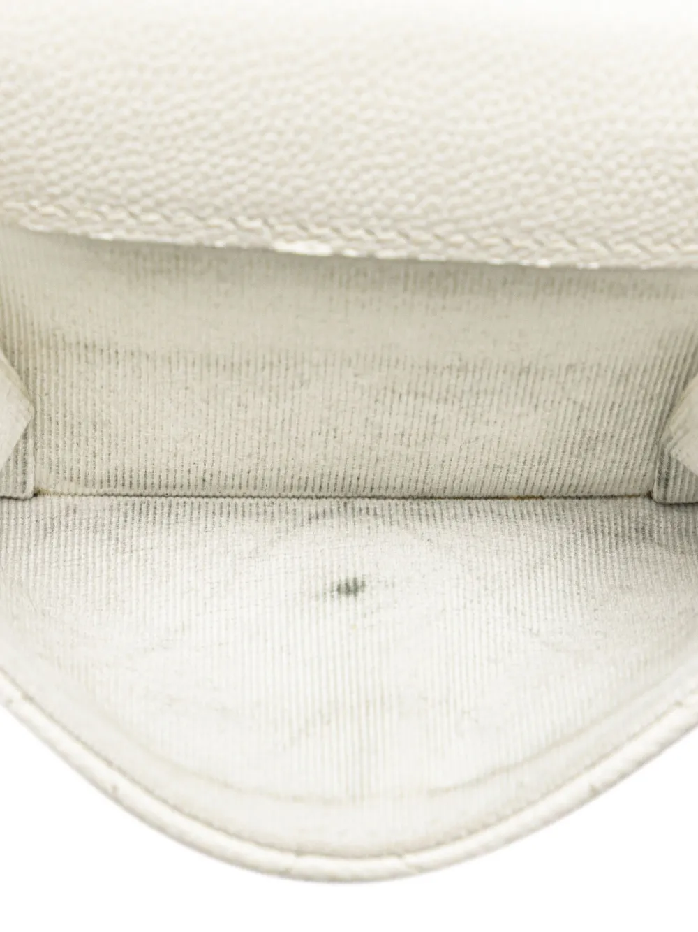 Pre-owned Chanel 2021-2025 Cc Quilted Caviar Trifold Flap Wallet Long Wallets In White