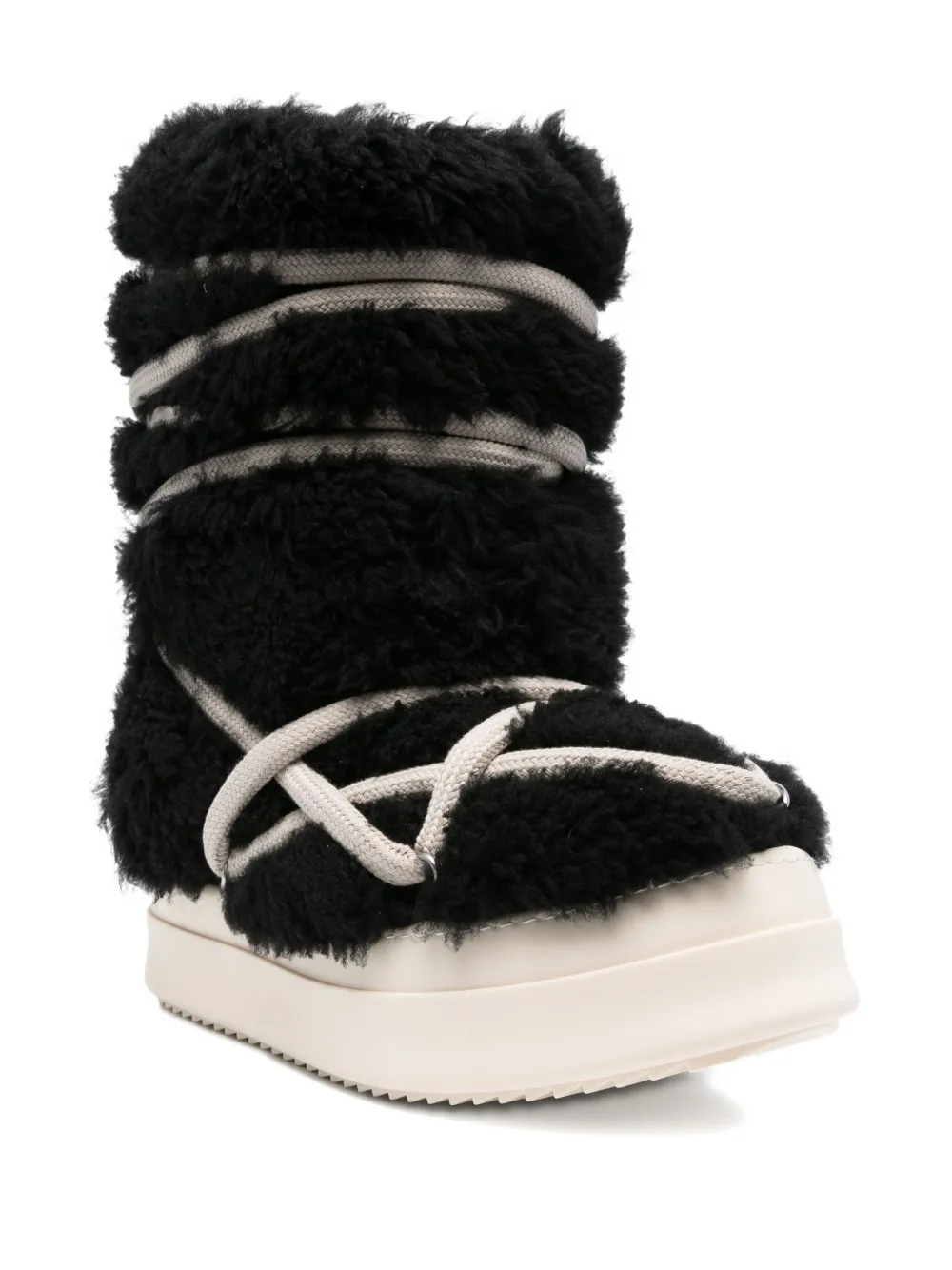 Rick Owens lace-up shearling boots Black