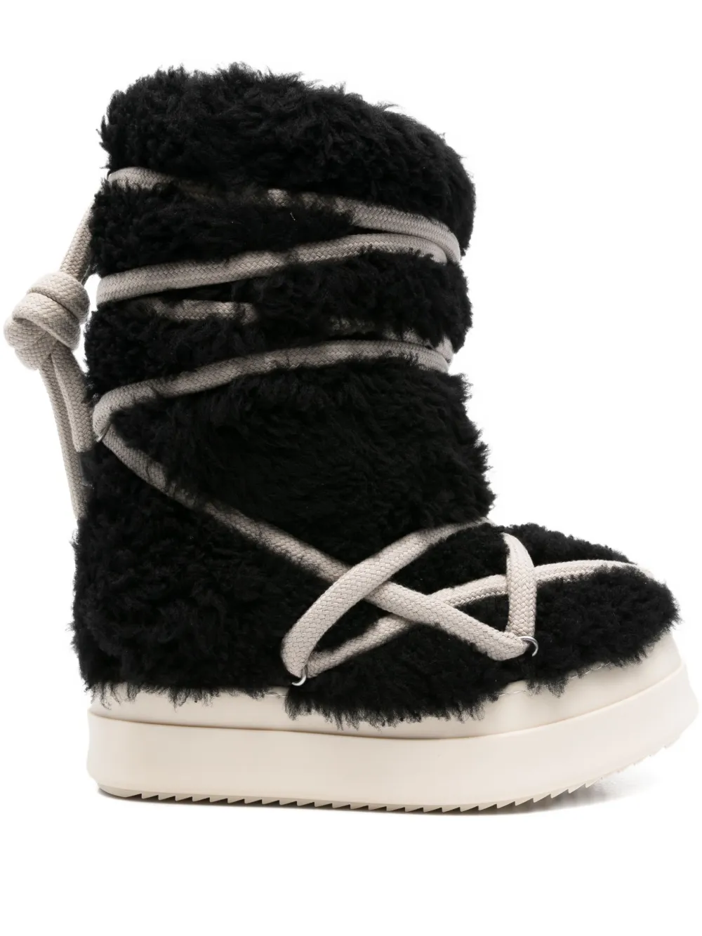 Rick Owens Lace-up Shearling Boots In Black