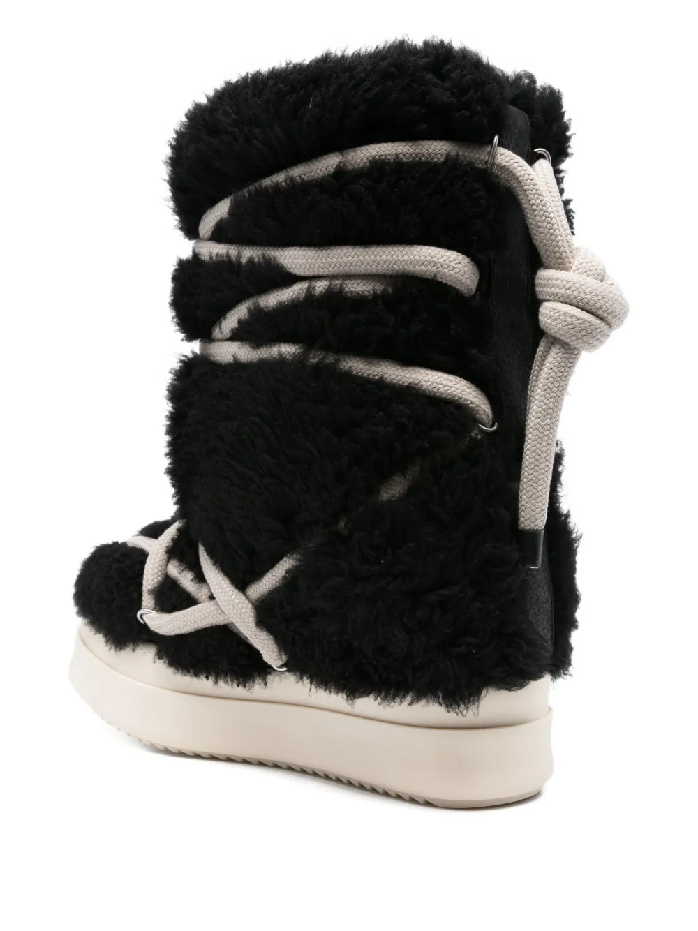 Rick Owens lace-up shearling boots Black