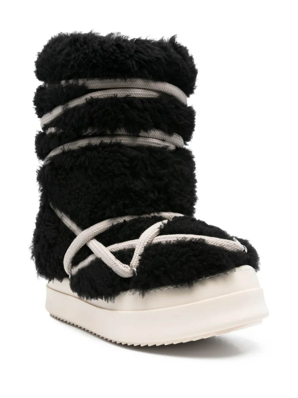Rick Owens lace-up shearling boots Black
