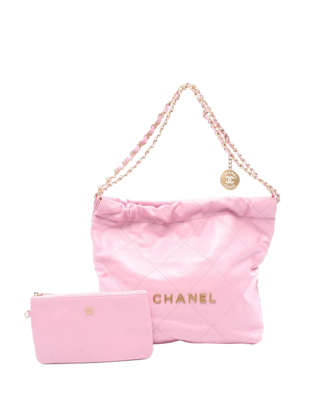 CHANEL Pre-Owned 2021-2025 Small Quilted Shiny Calfskin 22 Handbag CHANEL Pre-Owned 2021-2025 Small Quilted Shiny Calfskin 22 Handbag