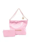 CHANEL Pre-Owned 2021-2025 Small Quilted Shiny Calfskin 22 Handbag tote bag - Pink