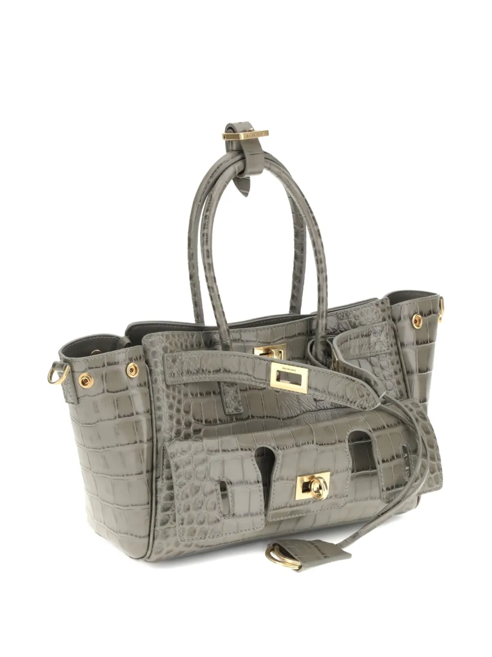 Balenciaga mini Bel Air crocodile-effect leather tote bag - Groen